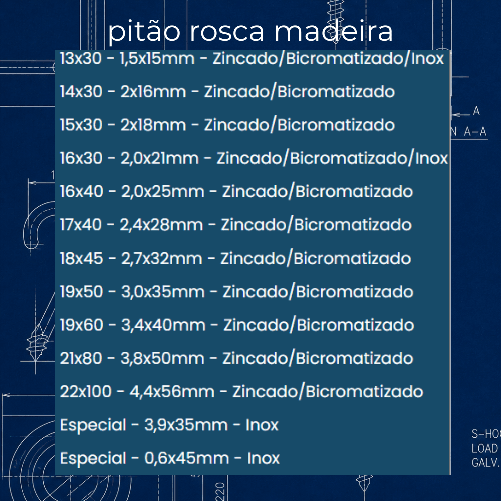 Pitões Rosca para Madeira - Imagem 10