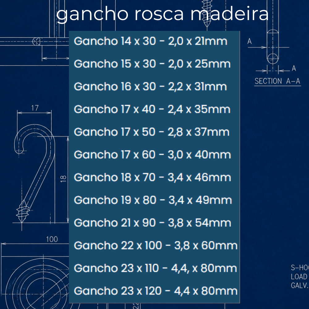 Ganchos Rosca para Madeira - Imagem 7